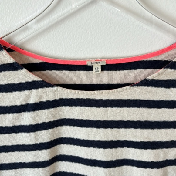J Crew | 100% Cotton 3/4 Sleeve Navy Stripe Nautical Crewneck contrast stitch - Picture 3 of 6